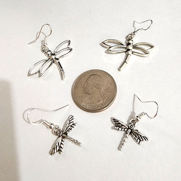 Silver Dragonfly Earring set F - Picture 2 of 6